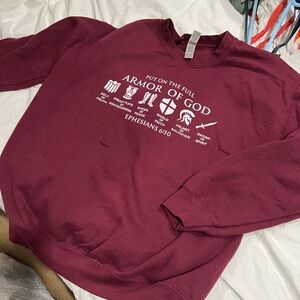 Burgundy Crew neck - Armor of God Design Christian Crewneck